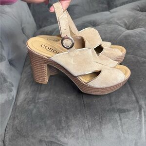 Cordani Beige Suede Platform Heels, Size 38/